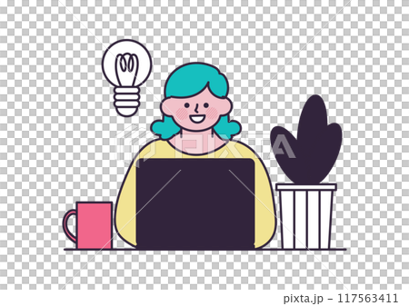 パソコン作業をする女性 117563411