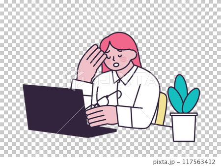 仕事中に疲れた女性 117563412