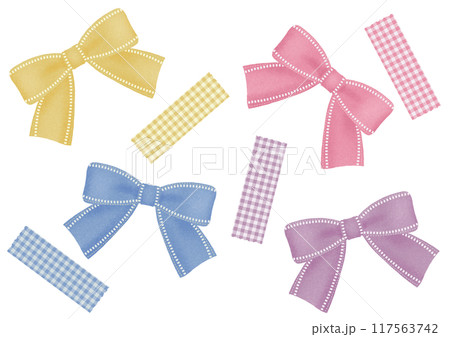 ポップカラーのリボンとマスキングテープセット 117563742