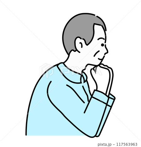 頬杖をついている高齢な男性のイラスト 頬杖をついている高齢な男性のイラスト 117563963