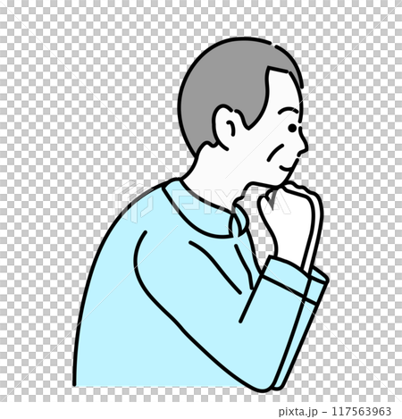 頬杖をついている高齢な男性のイラスト 頬杖をついている高齢な男性のイラスト 117563963