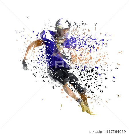American football player, quarterback, isolated low poly vector illustration with distortion effect American football player, quarterback, isolated low poly vector illustration with distortion effect 117564089