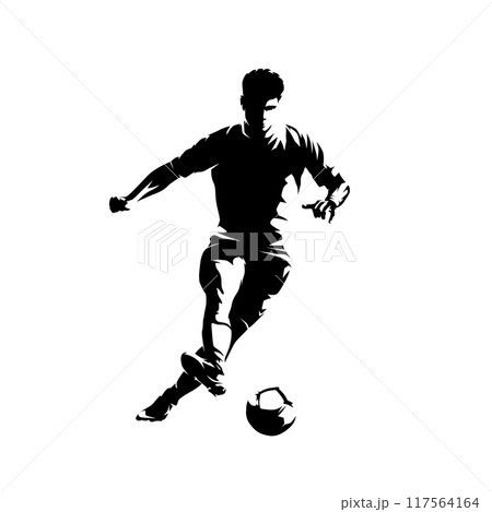Football player, kicking ball soccer, abstract isolated vector silhouette Football player, kicking ball soccer, abstract isolated vector silhouette 117564164