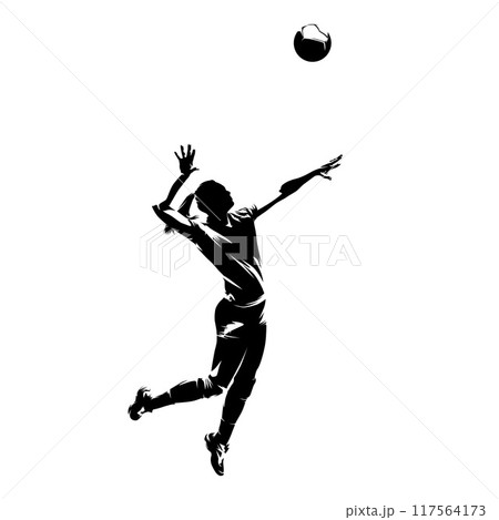 Volleyball player, woman, female team sport athlete, isolated vector silhouette Volleyball player, woman, female team sport athlete, isolated vector silhouette 117564173