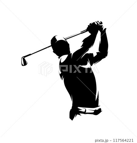 Golf player, isolated vector silhouette, front view 117564221