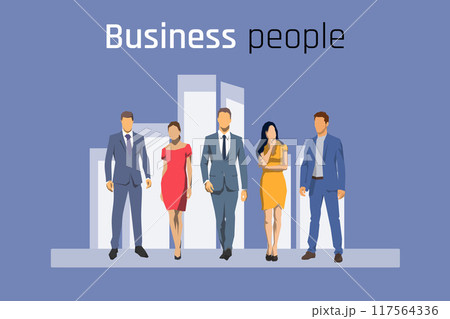 Business people, flat design vector illustration. group of men and women 117564336
