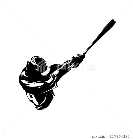 Baseball player, batter, isolated vector silhouette 117564383