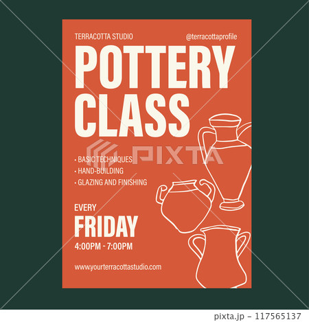 Orange and White Pottery Class Promotion Flyer Design Template Orange and White Pottery Class Promotion Flyer Design Template 117565137