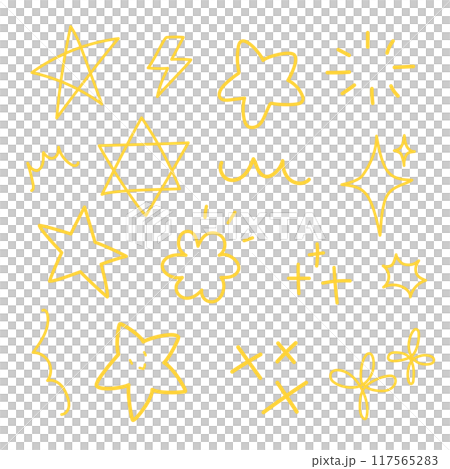Various star and abstract sparkle doodle hand drawn for element and illustration 117565283