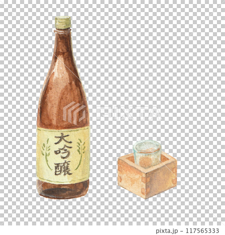 水彩絵の具で描いた日本酒のイメージ 117565333