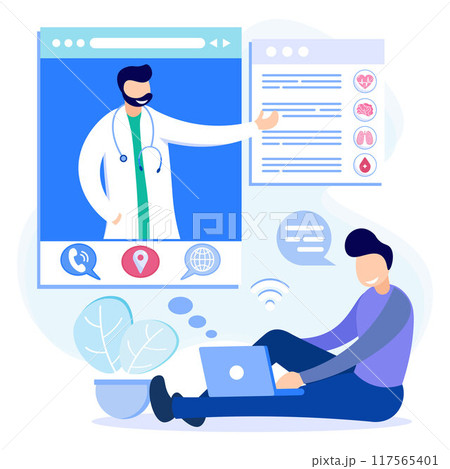 Illustration vector graphic cartoon character of online medical 117565401