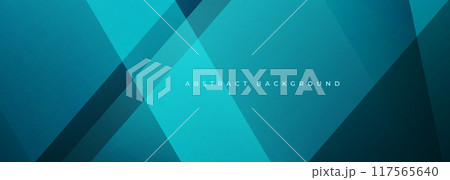 Blue modern abstract wide banner with geometric shapes. Dark blue abstract background. 117565640