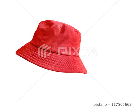 red bucket hat isolated on white background 117565668