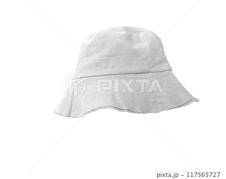 white bucket hat isolated on white 117565727