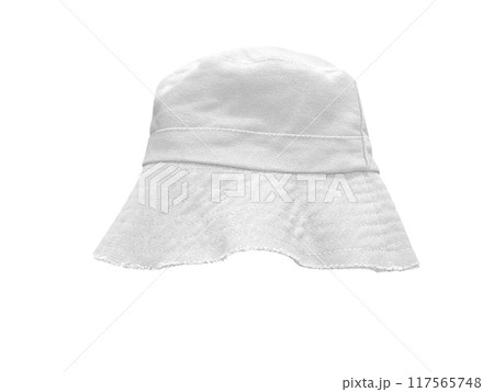white bucket hat isolated on white 117565748