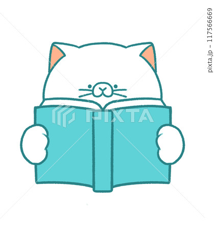 本を読む白ネコ 117566669