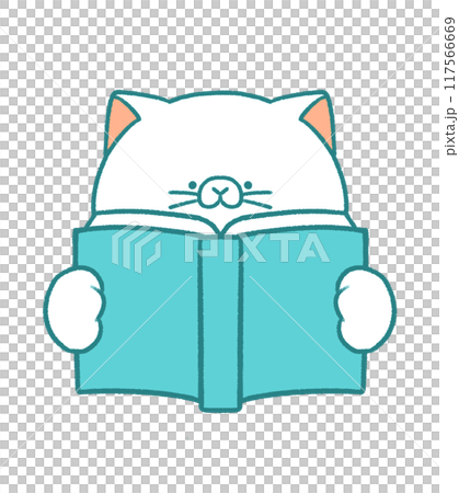 本を読む白ネコ 117566669