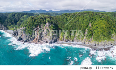 空撮「岩手県」圧倒的な高さの鵜の巣断崖をドローンで海側から撮影　田野畑村 117566675