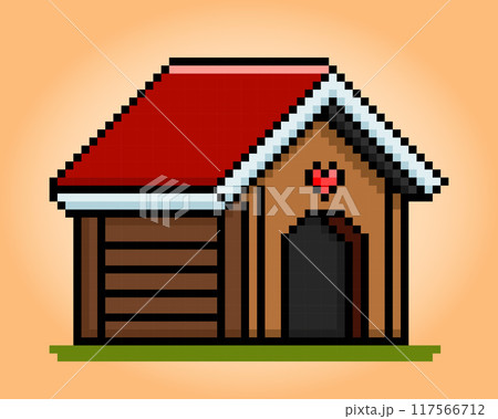 8 bit pixel house for dogs. barkitecture for game assets and cross stitches in vector illustrations. 8 bit pixel house for dogs. barkitecture for game assets and cross stitches in vector illustrations. 117566712