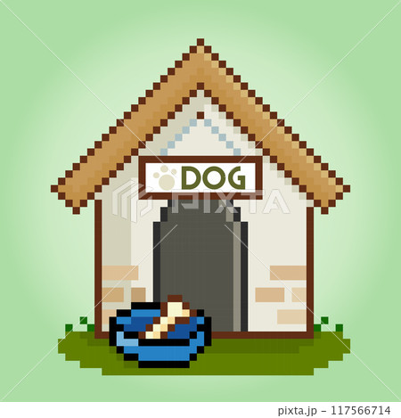8 bit pixel house for dogs. barkitecture for game assets and cross stitches in vector illustrations. 8 bit pixel house for dogs. barkitecture for game assets and cross stitches in vector illustrations. 117566714
