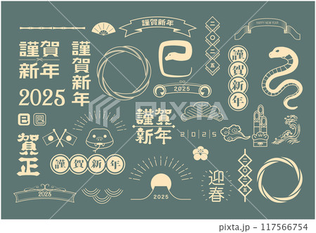 2025年の年賀状　巳年イラスト素材 117566754