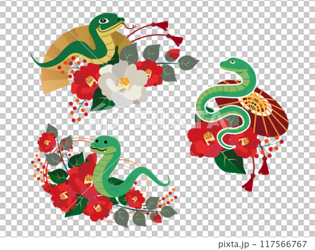 2025年賀年片蛇年插畫素材 117566767