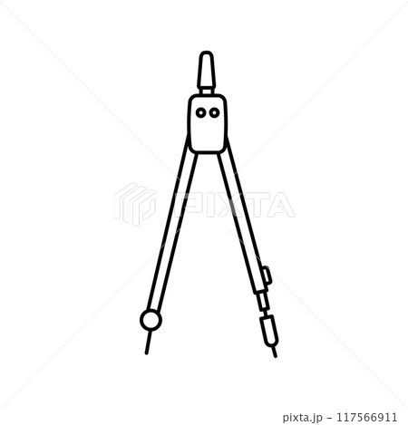 Vector compass tool doodle icon. Drawing tool. Line art education or school symbol. Vector compass tool doodle icon. Drawing tool. Line art education or school symbol. 117566911