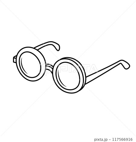 School glasses doodle icon. Professor eyewear accessory. Line art symbol. 117566916