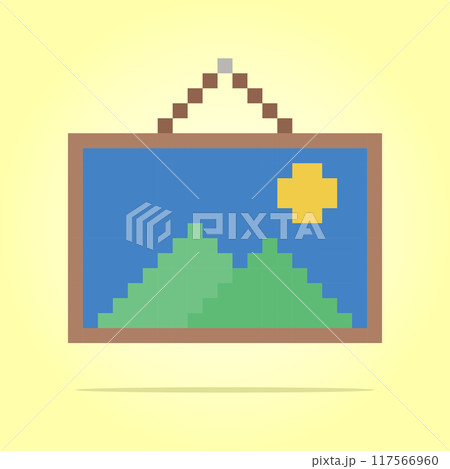Pixel 8 bit frame of gallery. game assets in vector illustrations. 117566960