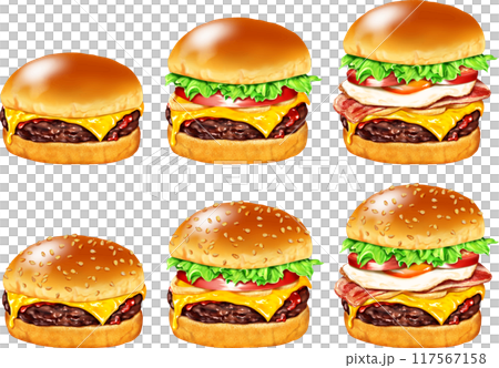 ハンバーガー3種　バンズ　ゴマ付バンズ 117567158