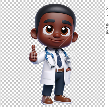 3D Cartoon Doctor Character Isolated on Transparent Background 117567215