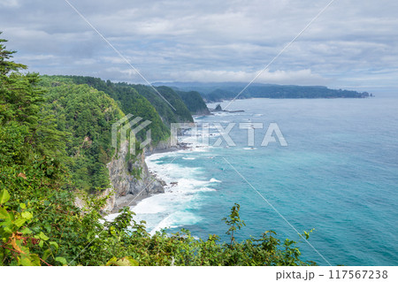 「岩手県」屏風のように5列に連なる鵜の巣断崖　田野畑村 117567238