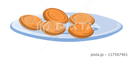 Plate of round biscuits isolated Plate of round biscuits isolated 117567461