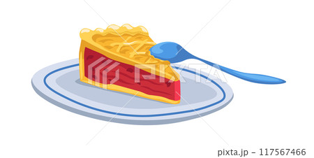 Slice of cherry pie on plate Slice of cherry pie on plate 117567466