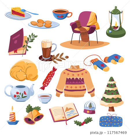 Hygge winter cozy items set 117567469