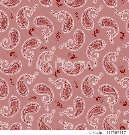 Red Paisley Seamless Pattern vector 117567517