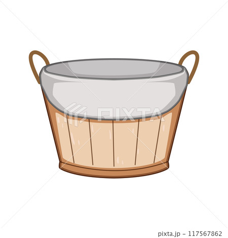 ecofriendly wicker laundry basket cartoon vector illustration 117567862