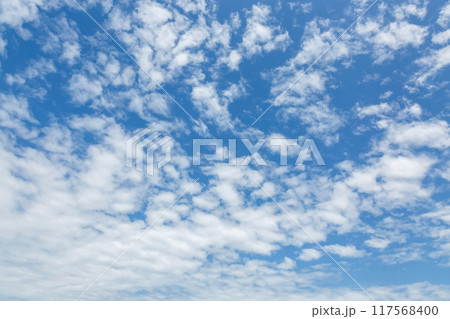 青空の天空に浮く雲の造形【背景素材】 117568400
