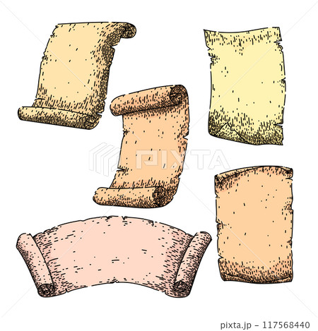 scroll paper set sketch hand drawn vector 117568440