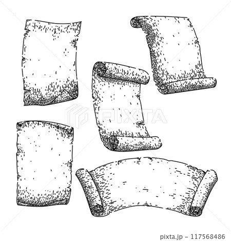 scroll paper set sketch hand drawn vector scroll paper set sketch hand drawn vector 117568486