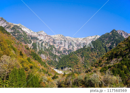 新穂高温泉から見る「北アルプス」秋の絶景 117568569