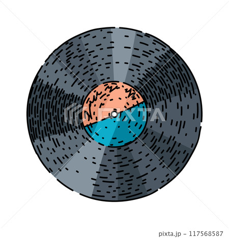 analog vynil record sketch hand drawn vector 117568587