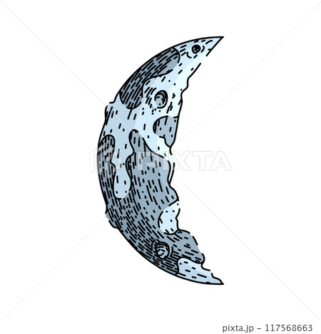 lunar moon sketch hand drawn vector 117568663
