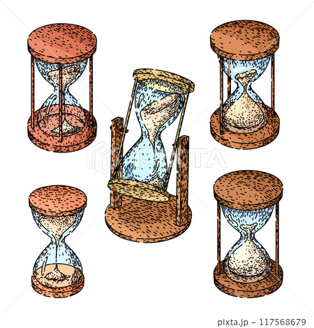 hourglass set sketch hand drawn vector 117568679