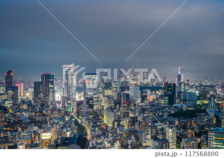 東京の夜景と雷 117568800
