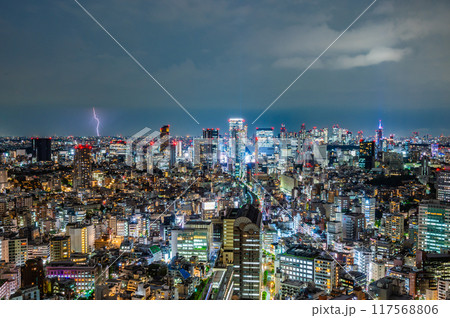 東京の夜景と雷 東京の夜景と雷 117568806