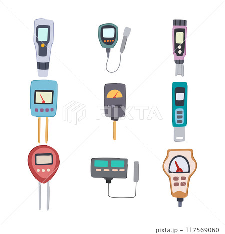 ph meter set cartoon vector illustration 117569060