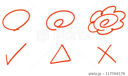 マル付け 採点イラスト 赤 マル付け 採点イラスト 赤 117569179