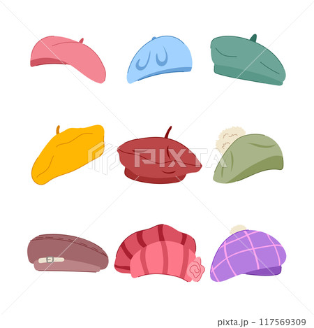 beret set cartoon vector illustration beret set cartoon vector illustration 117569309