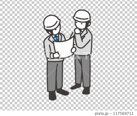 建設現場で打ち合わせをする作業員のアイソメベクターイラスト素材 建設現場で打ち合わせをする作業員のアイソメベクターイラスト素材 117569711